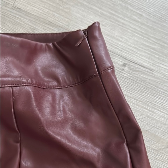 Burgundy Faux Leather Mini Skirt - Picture 3 of 4